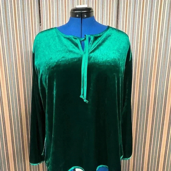 Oscar de la Renta Green Velvet Top Woman’s Large - Picture 2 of 7